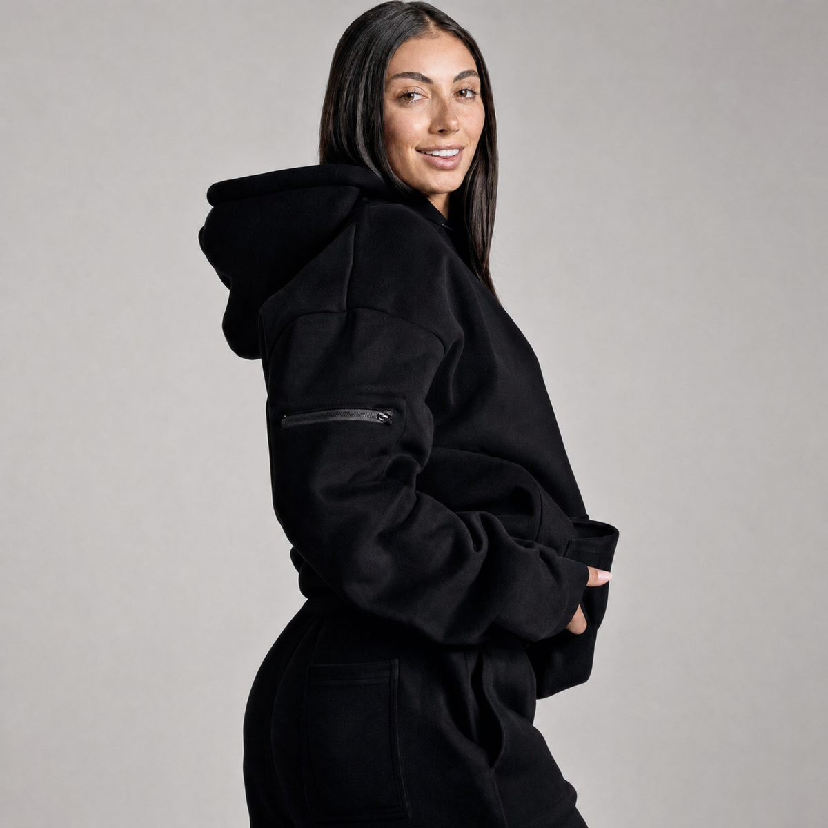 Black Airplane Mode Travel Hoodie