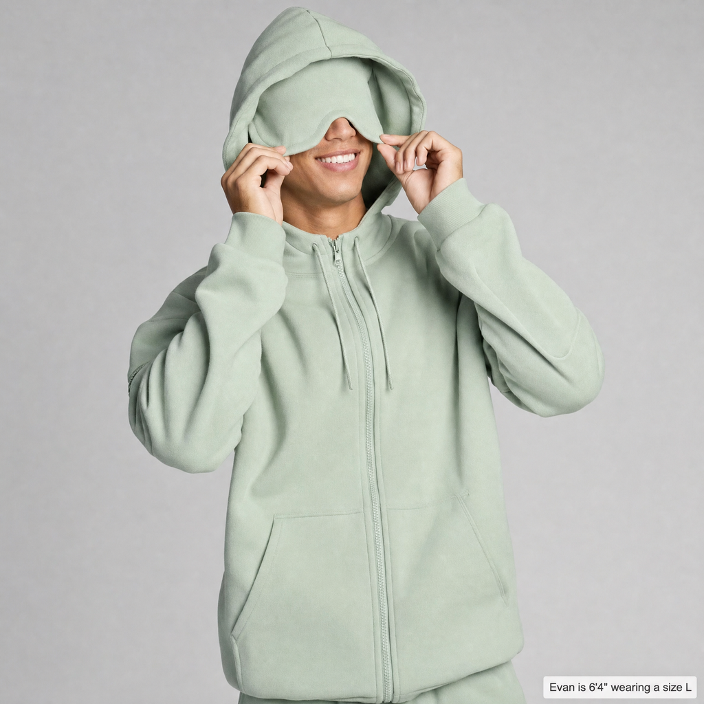 Green Airplane Mode Travel Hoodie, zip-up