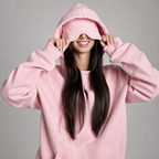 Built-in eye mask pulled down